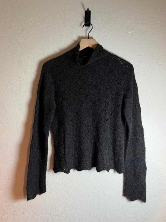 EVIE Sweaters - Evie Charcoal Gray Mock Neck Wool Blend Sweater XL